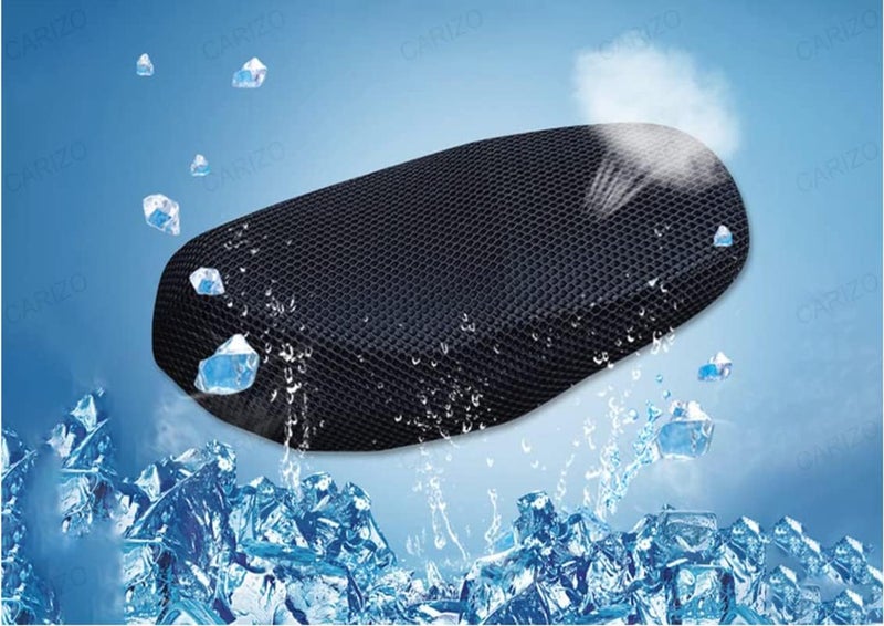 CARIZO Anti-Slip 3D Spacer Mesh Fabric Sweat-Free Waterproof Breathable Seat Cover (Black) Compatible with Suzuki Burgman Street 125 - Image 5