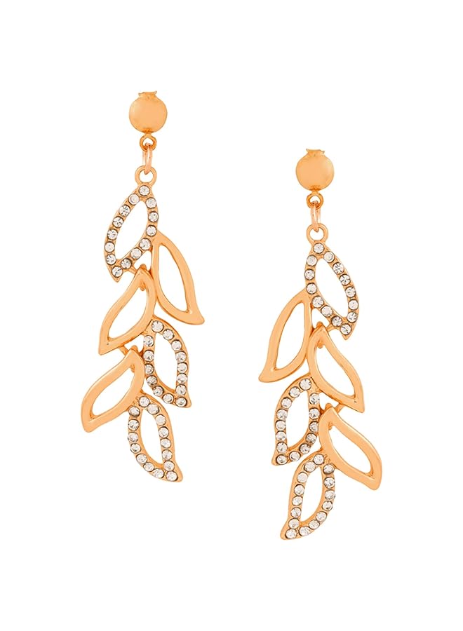 تشيميز أصفر أحدث صيحات الموضة من الأقراط المتدلية المصنوعة من الكريستال المطلي بالذهب للنساء والفتيات - Image 1