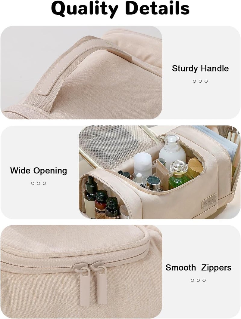 Outplea Small Toiletry Bag Wash Bag Men Women Wash Bag for Travel with Handle Portable Travel Toiletry Bag for Holiday Sports, beige, Einheitsgröße - Image 4