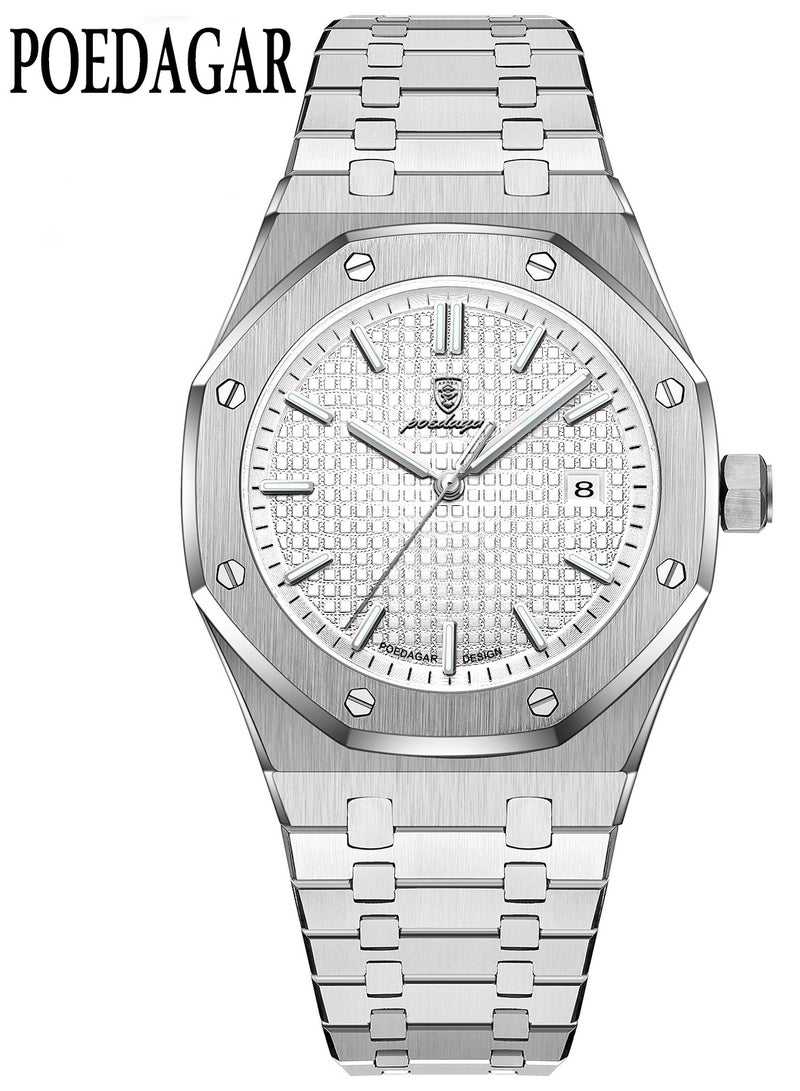 پوداجار ساعة POEDAGAR مضيئة مقاومة للماء للرجال كوارتز، ساعات يد رجالية - Image 1