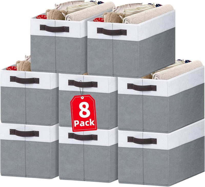 Criusia Large Storage Baskets 8 Pack Versatile Fabric Storage Bins for Closet Cabinet Wardrobe Nursery Pantry | Nursery Organizer Bins for Baby Diaper Toys Clothes | Housewarming Mothers Day Gift - Image 1