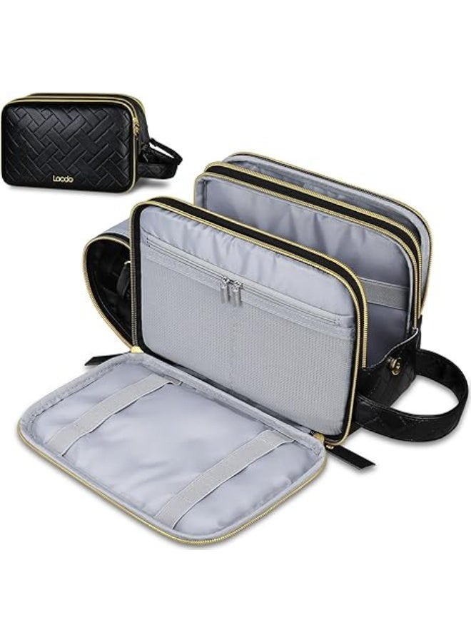Lacdo Toiletry Bag for Men, Travel Toiletry Organizer Dopp Kit Water-resistant Shaving Bag Large Capacity for Travel Toiletries Accessories, Black - Image 1