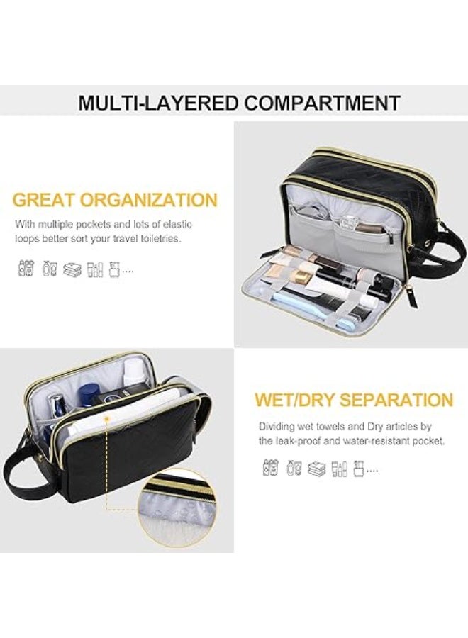 Lacdo Toiletry Bag for Men, Travel Toiletry Organizer Dopp Kit Water-resistant Shaving Bag Large Capacity for Travel Toiletries Accessories, Black - Image 3