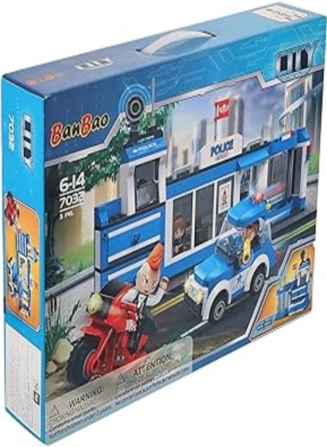 BanBao Banbao police station toy police patrol car fun building set for kids 328 pieces b7032 