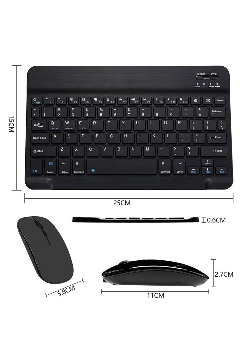 ELTRAZONE - Arabic and English Bluetooth Keyboard and Mouse Combo, Ultra-Slim Portable Compact Wireless Mouse Keyboard Set for IOS Android Windows Tablet Phone iPhone iPad Pro Air Mini (Black) - Image 1