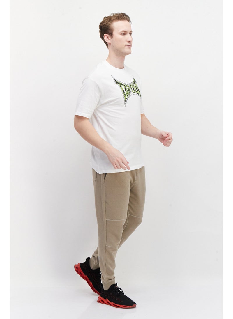 Men Sportswear Fit Sleeveless Outdoor T-Shirt, White/Green