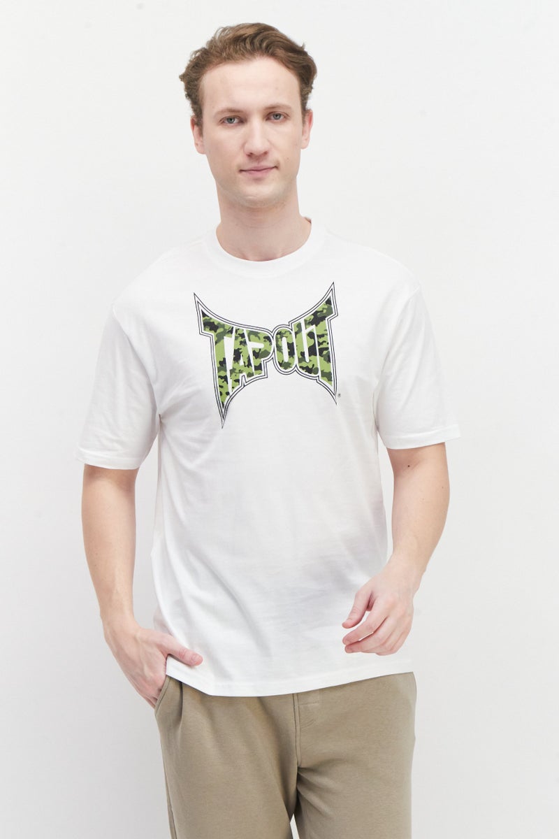 Men Sportswear Fit Sleeveless Outdoor T-Shirt, White/Green