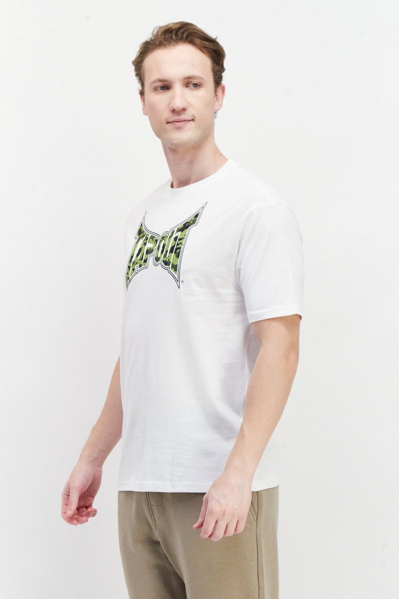 Men Sportswear Fit Sleeveless Outdoor T-Shirt, White/Green