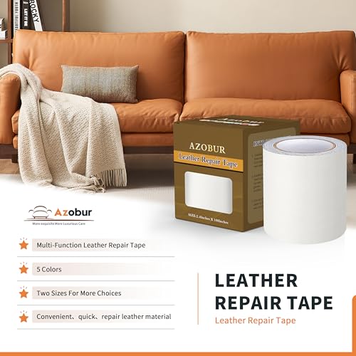 Azobur Leather Repair Tape Patch Leather Adhesive for Sofas, Car Seats, Handbags, Jackets,First Aid Patch 3.9''x15' (White Leather) - Image 3