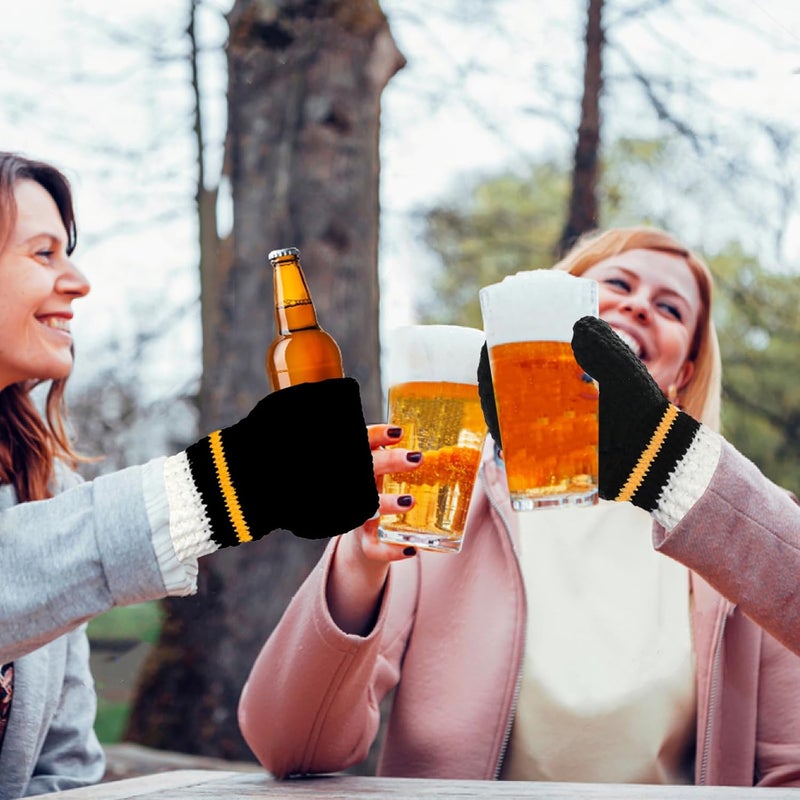 FunisFun Beer Mitten Gloves, Knit Stitched Drink Mitt Holder for White Elephant Gag Gift Tailgating Idea - Image 5