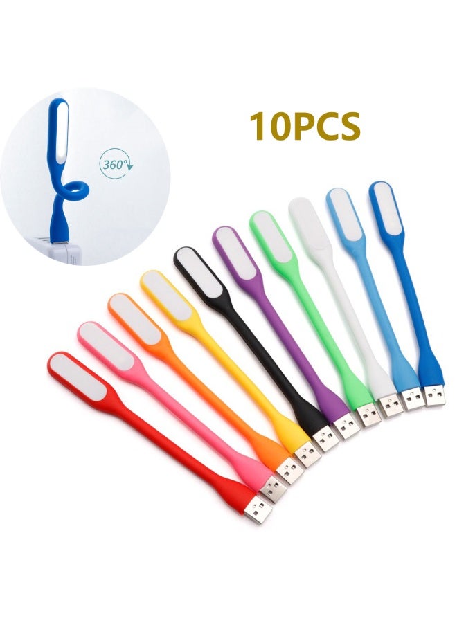 10 حزمة مرنة USB LED ضوء، محمولة قابلة للثني مصباح القراءة USB الصغير، متعددة الألوان USB ضوء ليلي للكمبيوتر المحمول، بنك الطاقة، الكمبيوتر الشخصي - Image 1