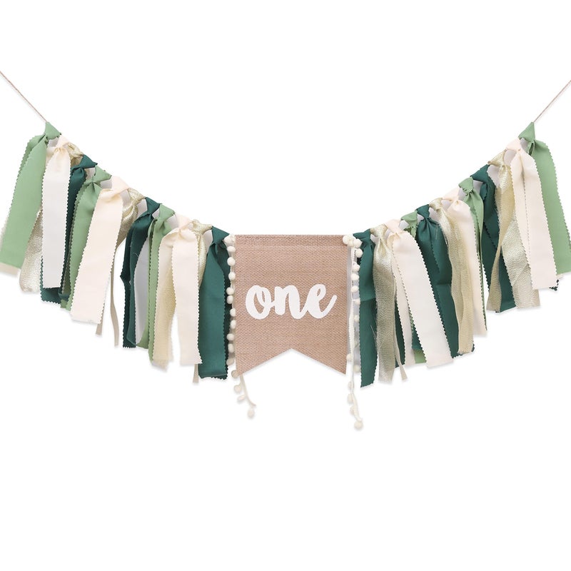 Khazna Wild One Highchair Banner Jungle Highchair Banner Safari Birthday High Chair Banner First Birthday Boy One High Chair Banner Boy Party Decorations Green - Image 2