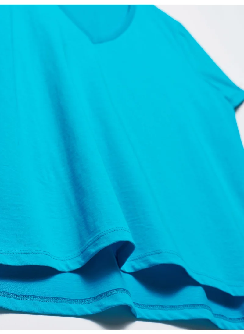 ديلفين 3470 V-Neck Basic T-Shirt-Blue