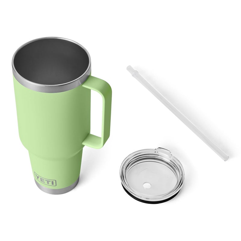 YETI Rambler 42 oz Tumbler with Handle and Straw Lid, Travel Mug Water Tumbler, Vacuum Insulated Cup with Handle, Stainless Steel, Key Lime - Image 5