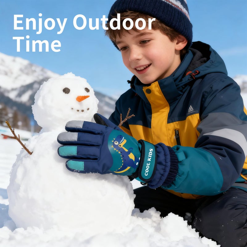 WRTMBOIF Kids Winter Snow Ski Gloves, Waterproof Cold Weather Insulated Outdoor Snowboard Gloves for Toddler Boys 3-11Y - Image 5