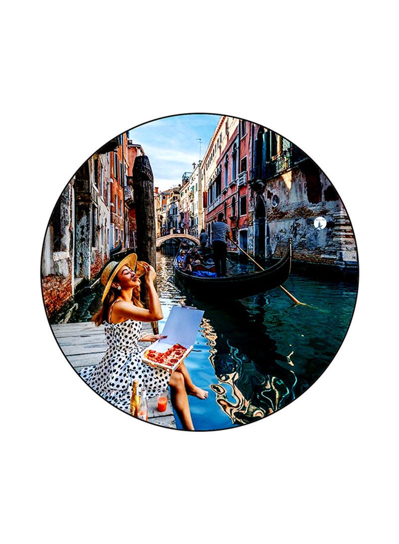 RKN A Girl Printed Round Mouse Pad Multicolour