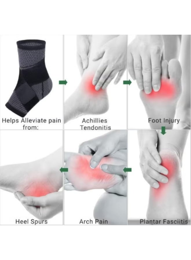 VIO Ankle Foot Support Wrap for Sprained Weak Ankles Ligament Damage Stabilization Achilles Tendonitis Plantar Fasciitis Heel Pain Relief Adjustable Brace Sleeve With Strap for Women Men - Image 5