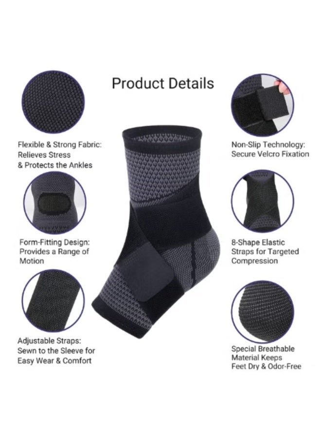 VIO Ankle Foot Support Wrap for Sprained Weak Ankles Ligament Damage Stabilization Achilles Tendonitis Plantar Fasciitis Heel Pain Relief Adjustable Brace Sleeve With Strap for Women Men - Image 2
