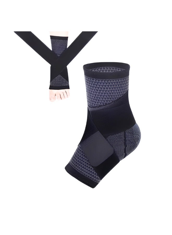 Ankle Foot Support Wrap for Sprained Weak Ankles Ligament Damage Stabilization Achilles Tendonitis Plantar Fasciitis Heel Pain Relief Adjustable Brace Sleeve With Strap for Women Men