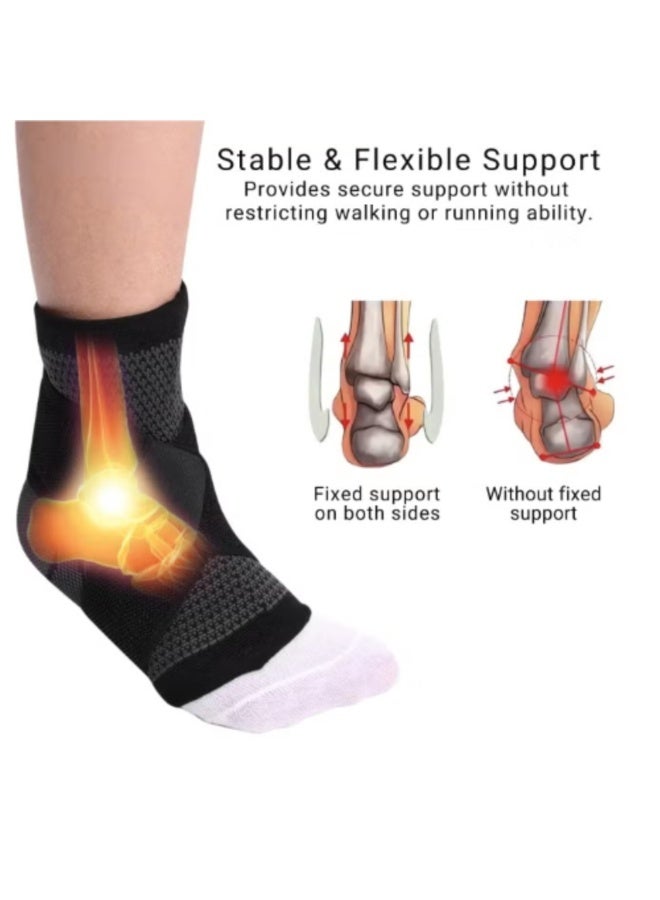 VIO Ankle Foot Support Wrap for Sprained Weak Ankles Ligament Damage Stabilization Achilles Tendonitis Plantar Fasciitis Heel Pain Relief Adjustable Brace Sleeve With Strap for Women Men - Image 3