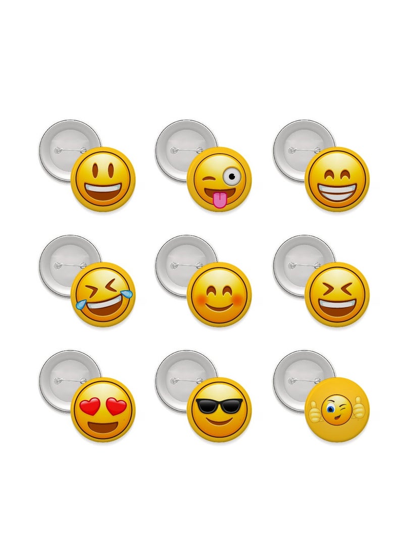 PRINTSHOP4ME Smiley Emoji Button Pins for Kids and Adults - Perfect for for Backpacks - Jackets - Fun Badge Pins - Expressive Smiley Emoji Badges  - Image 1