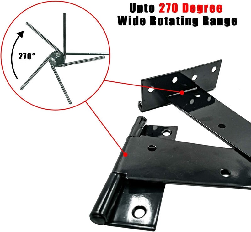 MLHpeak T-Strap Shed Hinge Gate Strap Heavy Duty Hinge Door Barn Gates Hinges (6, 6 inch) - Image 2