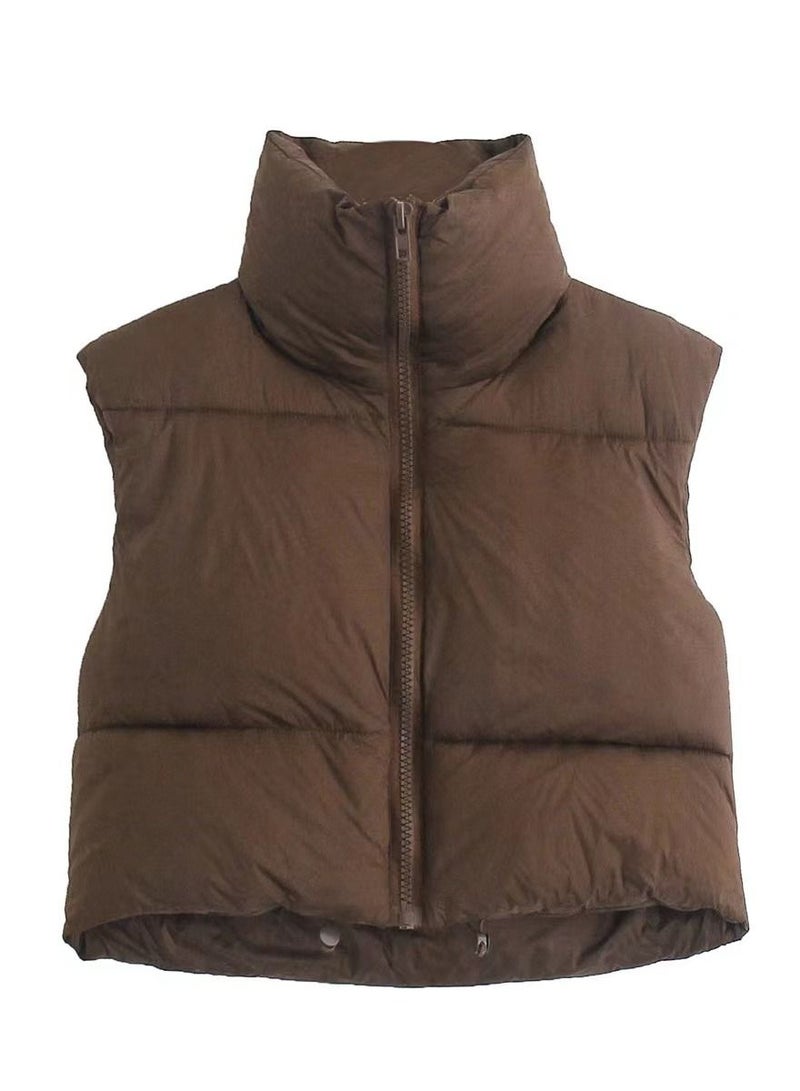 Loquat Spring And Autumn New Cotton West Zipper Collar Short Vest  - Image 1