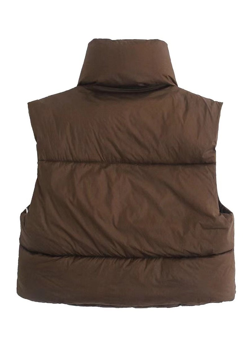 Loquat Spring And Autumn New Cotton West Zipper Collar Short Vest  - Image 2