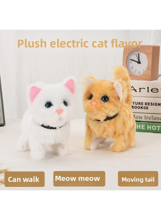 Children's Toy Electric Plush Kitten Toy Walking Machine Simulation Plush Toy Cat Pet-Color:Cats (with Gray) Called Gu Voice  - Image 2