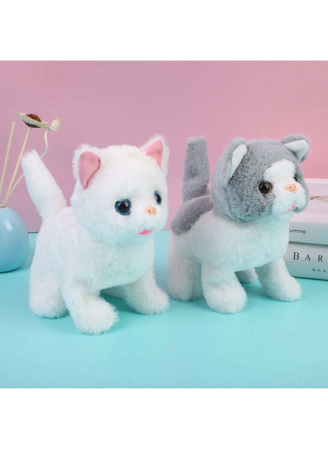 Children's Toy Electric Plush Kitten Toy Walking Machine Simulation Plush Toy Cat Pet-Color:Cats (with Gray) Called Gu Voice  - Image 4