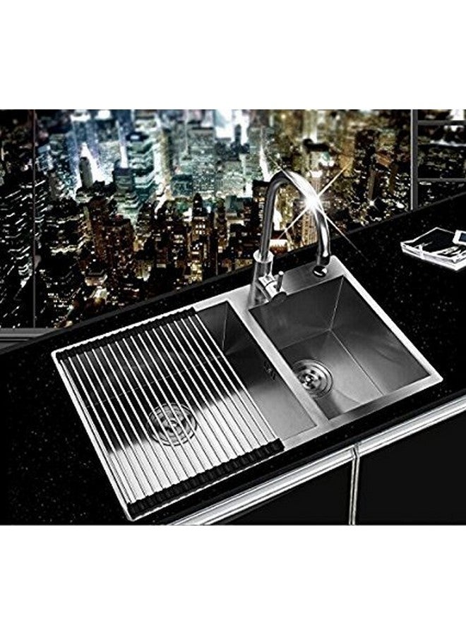 NILKANTH® - Dish Drying Rack Roll up Sink Drying Rack Foldable SUS304 Stainless Steel Dish Drying Rack (20.5''x13.3'') - Image 3