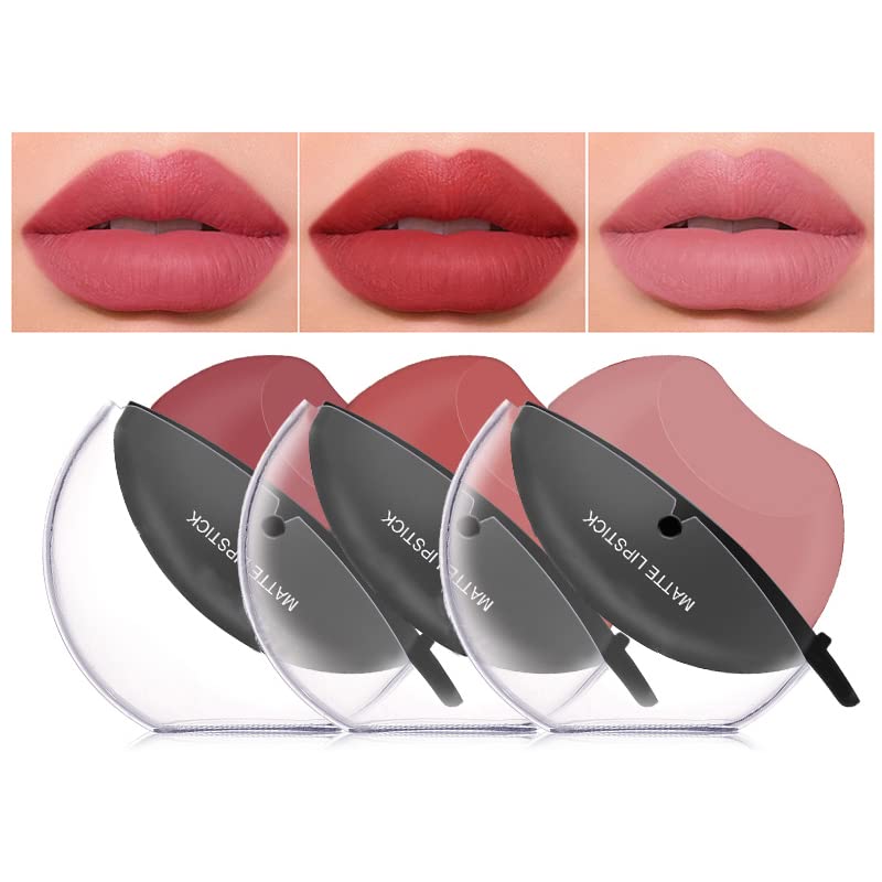 DAGEDA 3 Colors Lipstick Set Matte Velvet Lazy Lipstick Lip Shape Long Lasting High Pigmented Nonstick Cup Lip Gloss Waterproof MakeupColor A