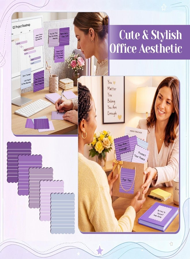 Epakh 10 Pack Scalloped Line Sticky Notes, Gradient Purple Pads, 3 x 4 Inch - Image 2