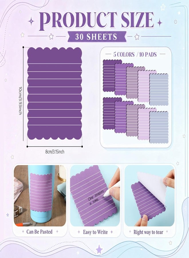 Epakh 10 Pack Scalloped Line Sticky Notes, Gradient Purple Pads, 3 x 4 Inch - Image 5