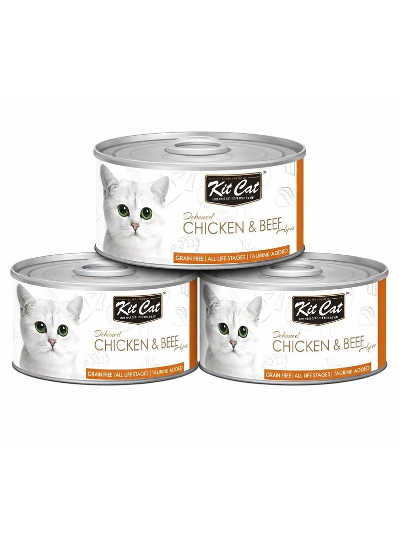 Kit Cat wet food deboned chicken and beef 80g (3 cans) - Image 1