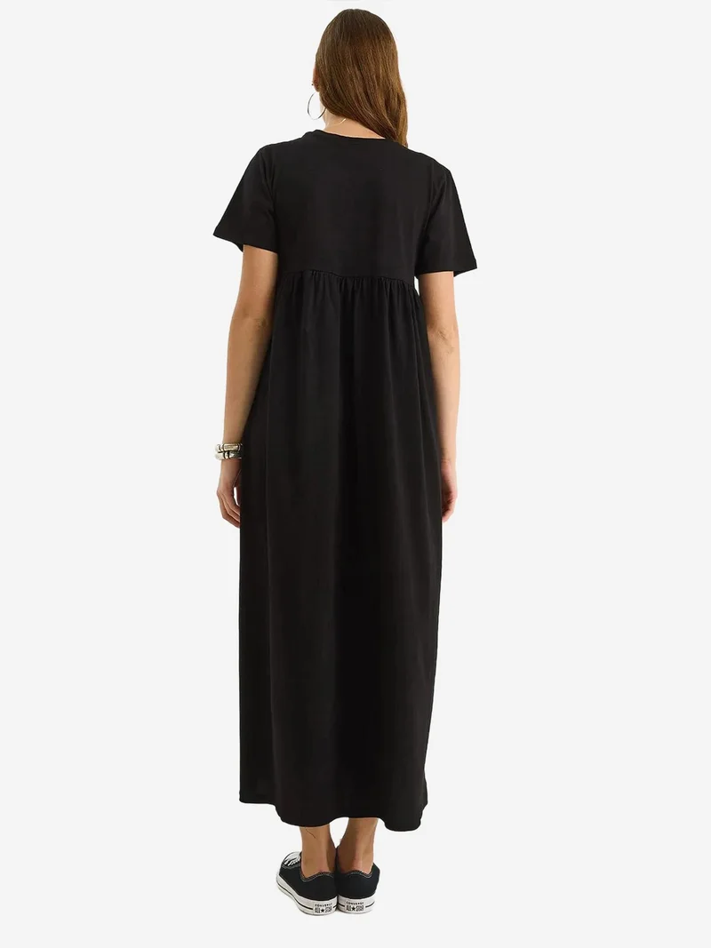 Bianco Lucci Black LUCCI Maxi Crew Neck Loose Knit Dress for Women | Best Price UAE