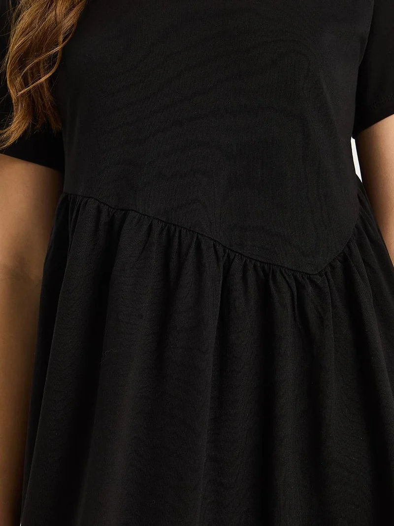 Bianco Lucci Black LUCCI Maxi Crew Neck Loose Knit Dress for Women | Best Price UAE