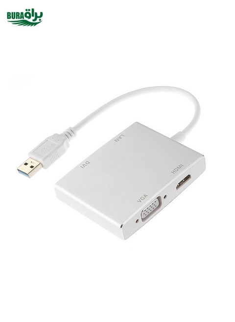 WS-03 4 in 1 USB 3.0 to VGA + HDMI + DVI + RJ45 Network Card Ethernet Converter