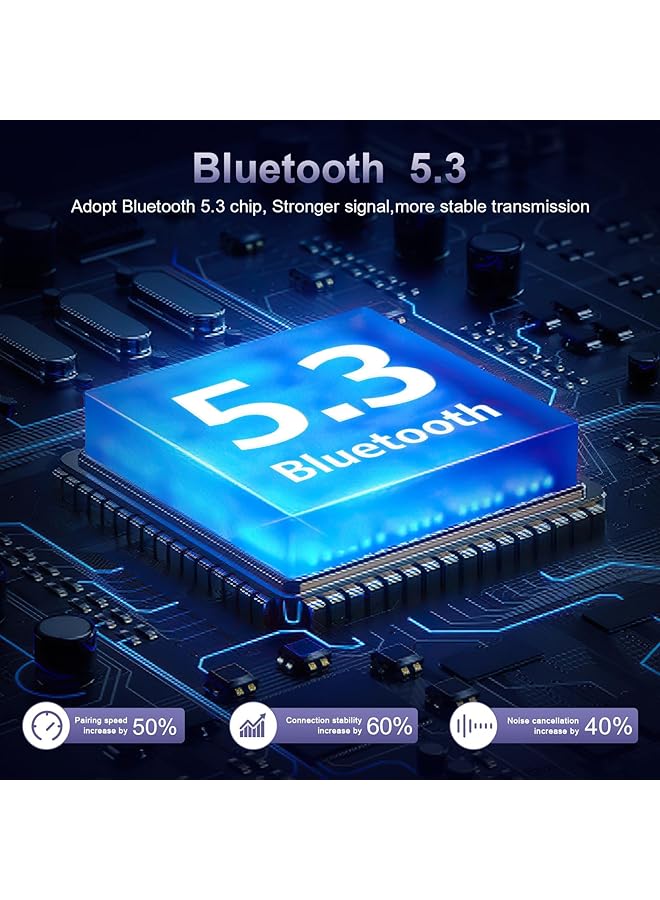 كاست ويف جهاز إرسال واستقبال بلوتوث 5.3، محول صوت بلوتوث مع شاشة LED، اتصال بدون استخدام اليدين، محول بلوتوث AUX 3.5 مم، يدعم بطاقة TF، تحكم في مستوى الصوت، نظام ملاحة، للسيارة/مكبر الصوت/المسرح المنزلي - Image 2