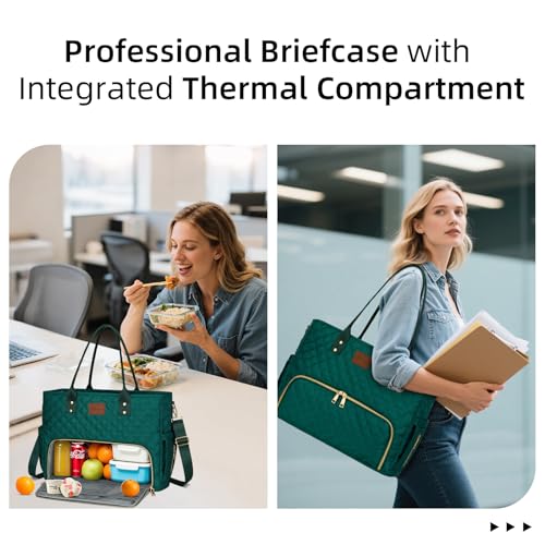 KKXIU Lunch Tote Bag for Teacher Nurse 156 Inch Laptop Tote with Insulated Lunch Box Pocket for Women Professional Computer Work Bag for School Office Nursing Green - Image 3