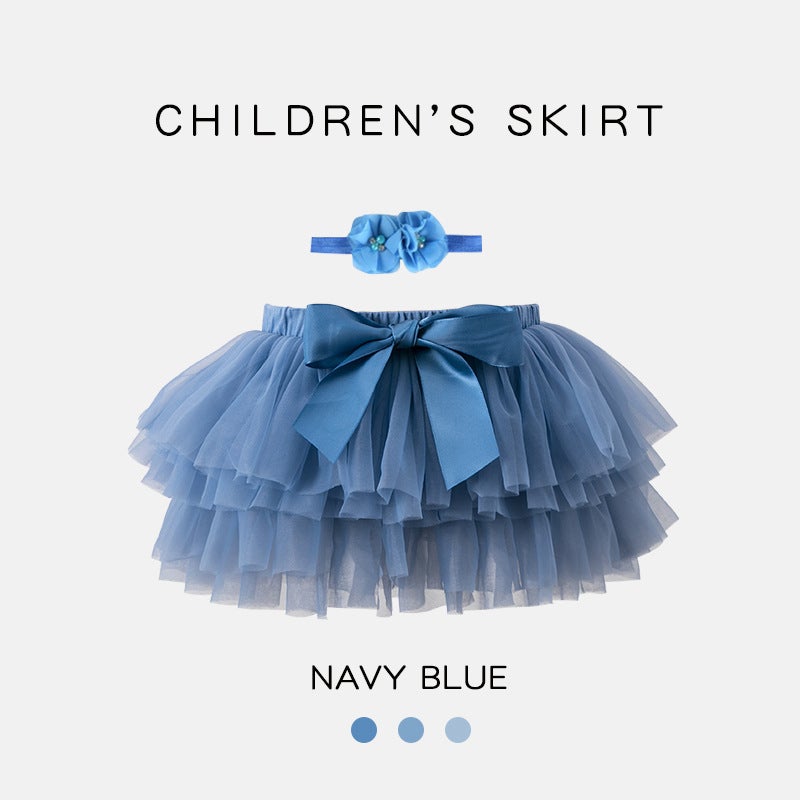 European American Toddler Skirt Set with Headband Gray Blue (including hair band) 