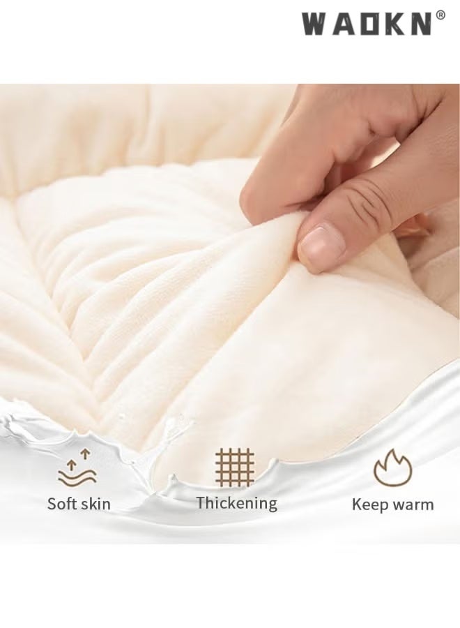 WAOKN "Integrated Waist Support Chair Cushion with Backrest,Integrated Seat & Back Crystal Velvet Chair Cushion, Thick PP Cotton Filled  Seat Pad, Double Non-Slip Fixing Straps,Machine Washable,High Elastic Filling Anti-Deform Chair Mat, Soft Comfort Cushion for Office, Dorm, Home, Car & Patio, Beige45*85*10cm
" - Image 4