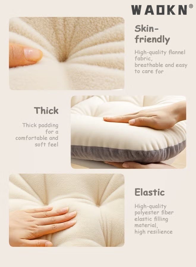 WAOKN "Integrated Waist Support Chair Cushion with Backrest,Integrated Seat & Back Crystal Velvet Chair Cushion, Thick PP Cotton Filled  Seat Pad, Double Non-Slip Fixing Straps,Machine Washable,High Elastic Filling Anti-Deform Chair Mat, Soft Comfort Cushion for Office, Dorm, Home, Car & Patio, Beige45*85*10cm
" - Image 3
