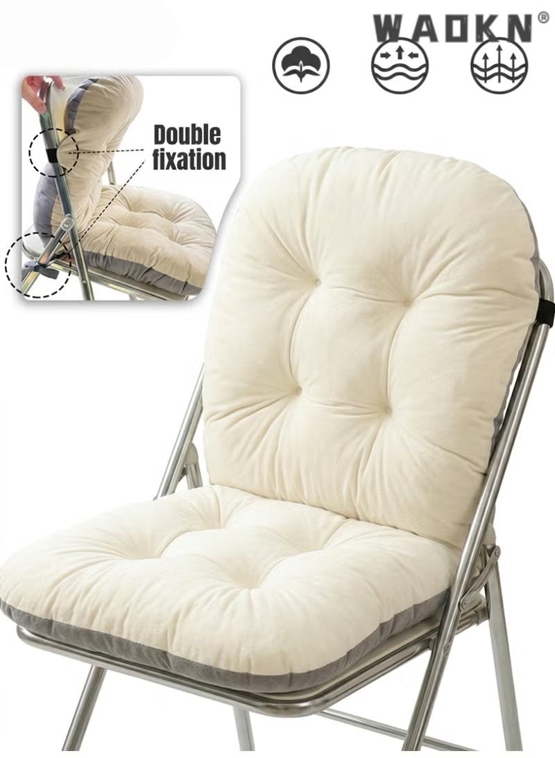 WAOKN "Integrated Waist Support Chair Cushion with Backrest,Integrated Seat & Back Crystal Velvet Chair Cushion, Thick PP Cotton Filled  Seat Pad, Double Non-Slip Fixing Straps,Machine Washable,High Elastic Filling Anti-Deform Chair Mat, Soft Comfort Cushion for Office, Dorm, Home, Car & Patio, Beige45*85*10cm
" - Image 1