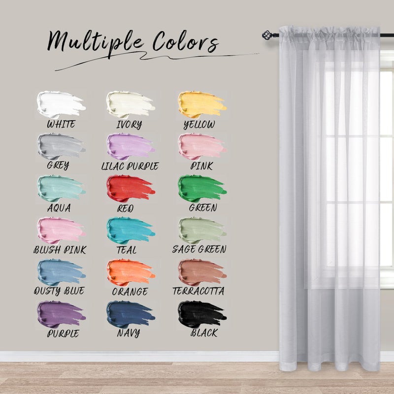 Pitalk 72 Inch Length Grey Sheer Curtains Set of 2 Panels Rod Pocket Gray Voile Window Curtains for Bedroom Living Room 52x72 Inches Long - Image 3