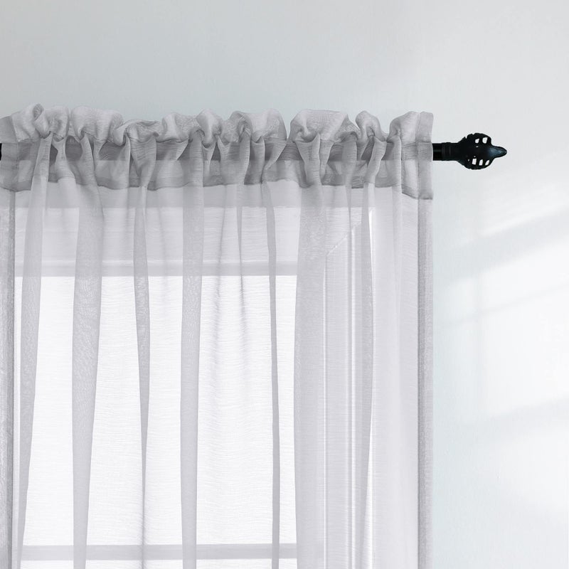 Pitalk 72 Inch Length Grey Sheer Curtains Set of 2 Panels Rod Pocket Gray Voile Window Curtains for Bedroom Living Room 52x72 Inches Long - Image 5
