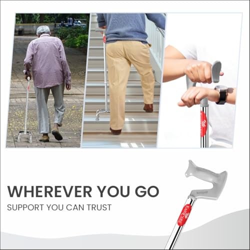 EASYCARE® Premium Walking Stick | Lightweight Aluminium with 10 Height Levels Adjustable | Ergonomic Handle, Anti-Slip Base | Support for Old Age Seniors, Men, Women & Patients (Four Legs) - Image 5