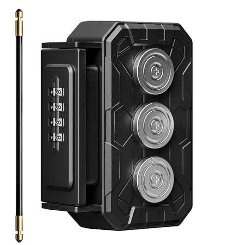 TOSICAM 3xN52 Magnetic Key Lock Box,Magnetic Key Holder,Magnet Key Box for Under car,Hide a key with 10000+ Secure Combinations with Strong Magnet for Storage Indoors, Outside - Image 1
