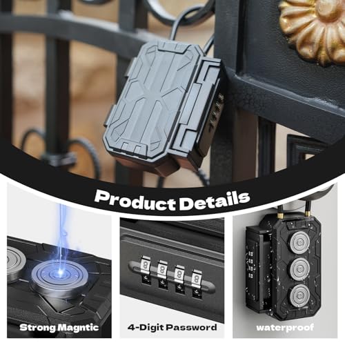 TOSICAM 3xN52 Magnetic Key Lock Box,Magnetic Key Holder,Magnet Key Box for Under car,Hide a key with 10000+ Secure Combinations with Strong Magnet for Storage Indoors, Outside - Image 3