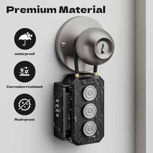 TOSICAM 3xN52 Magnetic Key Lock Box,Magnetic Key Holder,Magnet Key Box for Under car,Hide a key with 10000+ Secure Combinations with Strong Magnet for Storage Indoors, Outside - Image 2